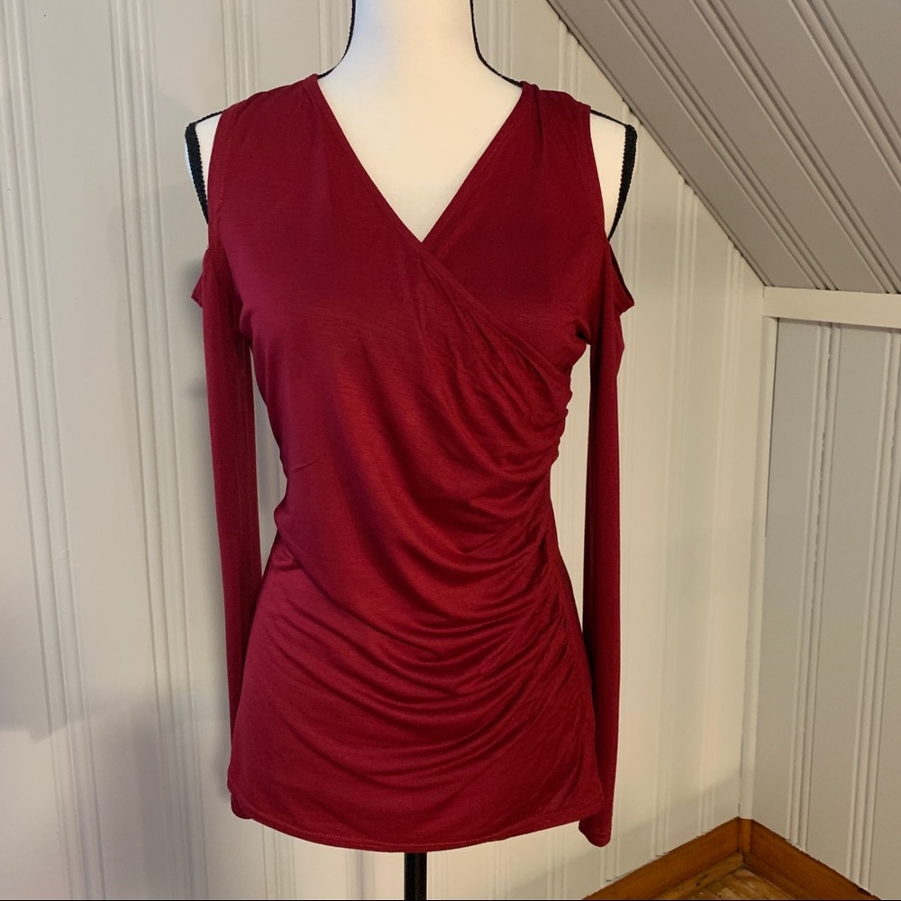 2 FOR $20 NWT Merry Fun red long sleeve cold shoulder top